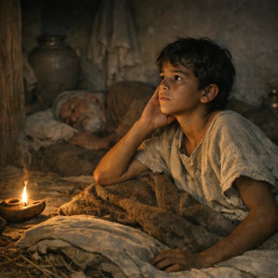 Samuel, a young boy, listens in the night as God calls his name.