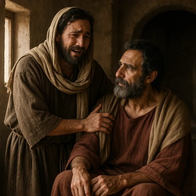 Titus meeting Paul, sharing news of the Corinthians' fervor.