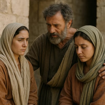 Paul writing to Euodia and Syntyche, urging unity in Philippians 4:2-3.