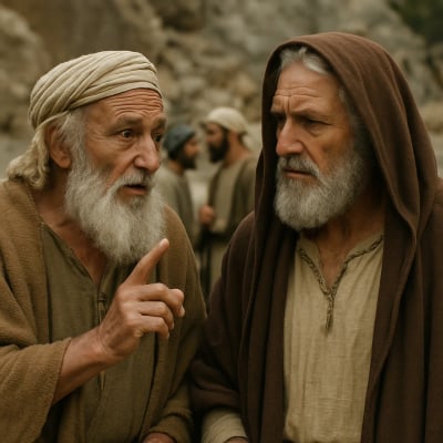 Jethro speaking to Moses, advising him to appoint leaders among the people.