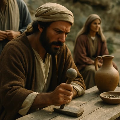 Hosea buys back Gomer with silver and barley, depicting redemptive love.