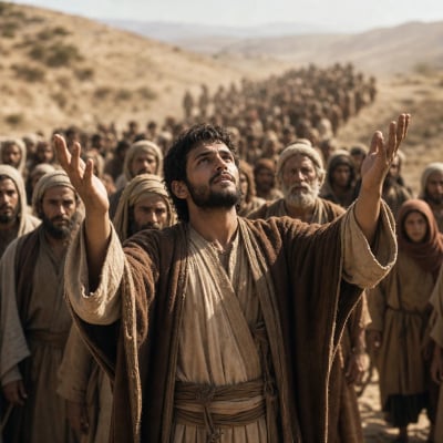 A thoughtful Jabez praying earnestly to God in the midst of his people, asking for enlarged borders and God's protecting hand.