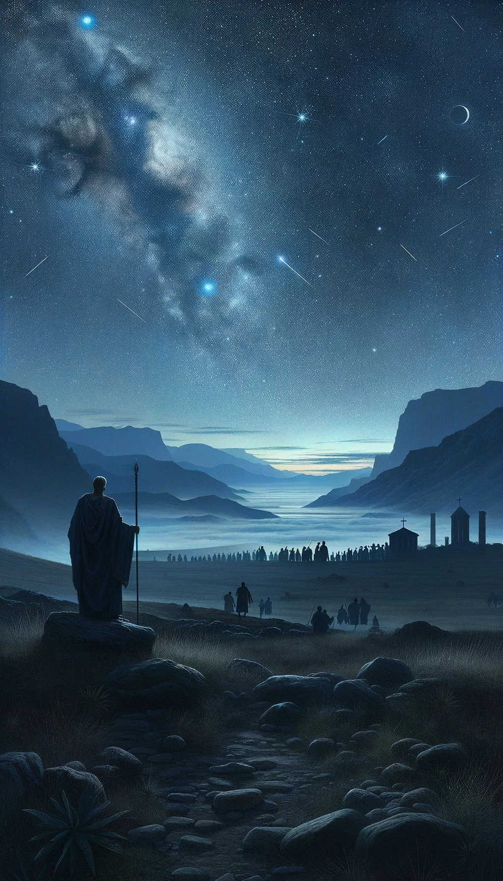 Nicodemus Seeks Truth with Jesus Under the Night Sky